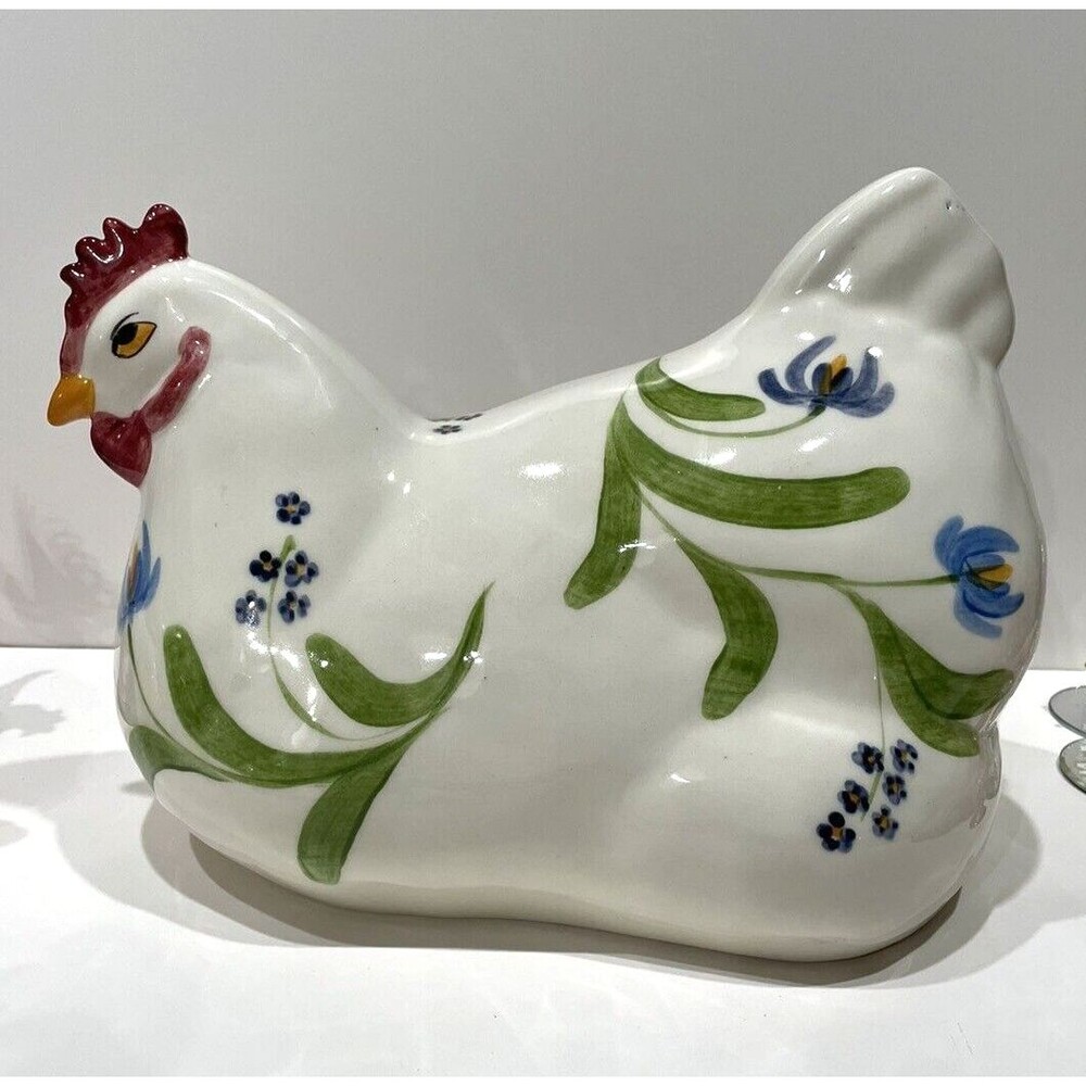 Chicken Ceramic 11” Large Figurine Gustin handpainted